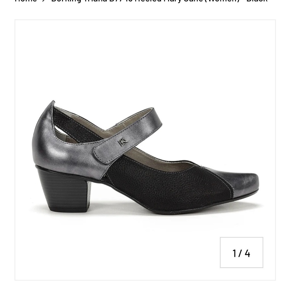 Dorking made in Spain Black heels with Silver Toe Cap